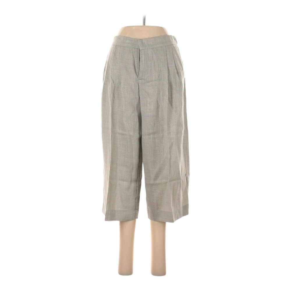 Karen Kane Cropped Pants Size M Lightweight Gray Elastic Waist High Rise Pockets